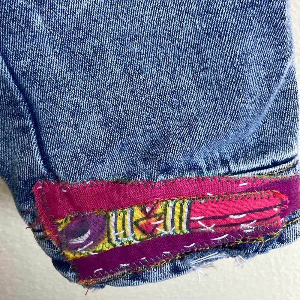 Upcycled Love Patch Denim Jacket Medium Unique NWT - image 6